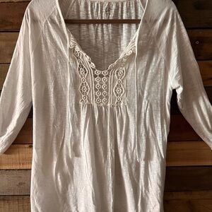 LOFT Cream Lace Accent Tunic